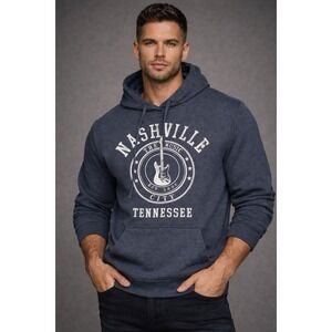 Nashville Tennessee Unisex Hoodie Sweatshirt Blue Gray Music City Graphic – Sz S